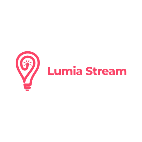 Lumia Stream logo with a stylized lightbulb and the text 'Lumia Stream' in red.
